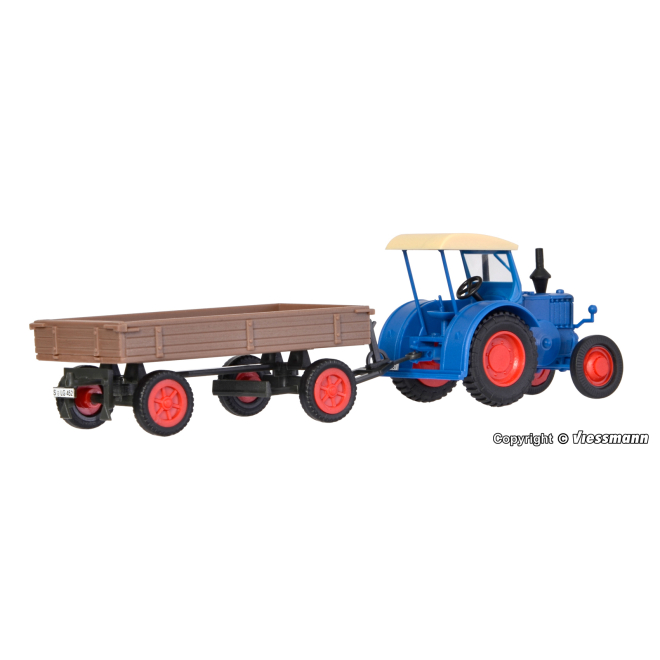 Kibri H0 12232 LANZ Traktor mit Gummiradwagen