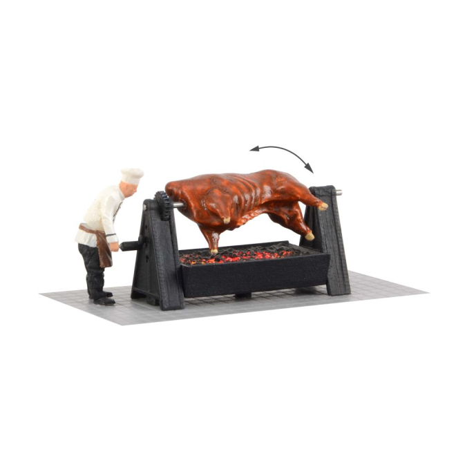 Viessmann H0 1552 Grill mit drehendem Ochsen und leuchtender Glut