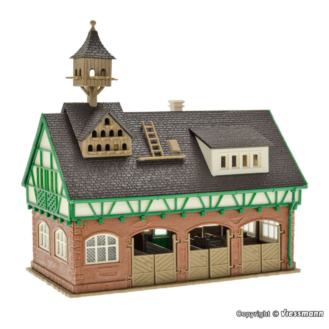 Vollmer H0 43726 Stall mit Taubenschlag und Pferdeboxen m. abnehmbaren Dach