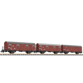 Liliput N 260147 3-tlg. Set ged. Güterwg., Gbs 245, DB, Epoche I