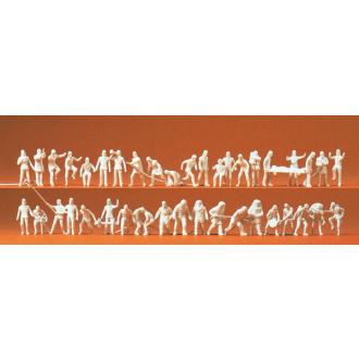 Preiser H0 16329 Feuerwehrmänner 42 unbemalte Figuren