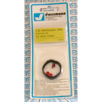 Viessmann 3502 2 Glühlampen rot T3/4 2,3mm 12V
