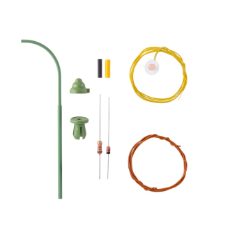 Viessmann H0 6729 Bausatz Bogen-Gaslaterne, grün, LED warmweiß