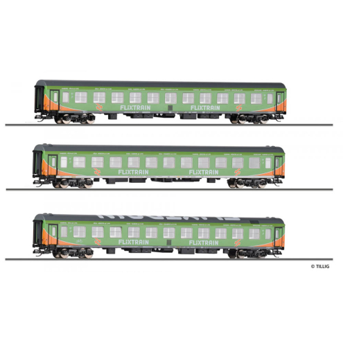 Tillig TT 01030 3-er Wagenset Reisezug Flixtrain Ep.VI