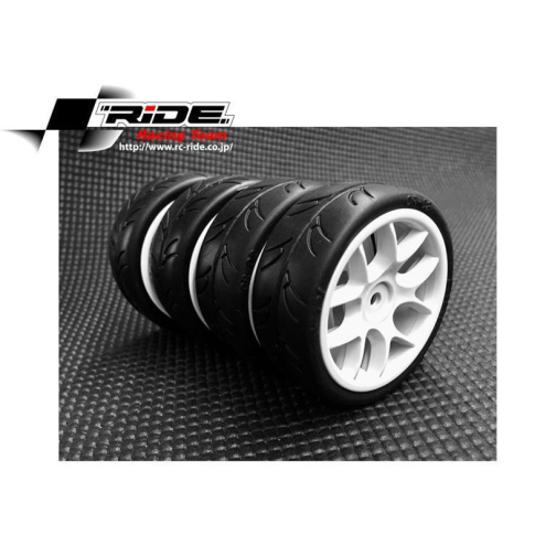 Ride 26072 1:10 Slick Reifen 24mm fertig verklebt auf 10-Seichen Felge - Weiß (4)