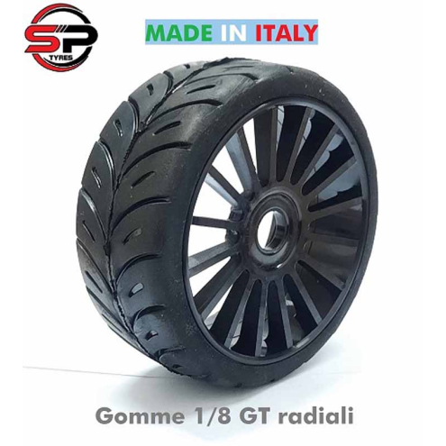 SP Racing Komplettrad GT Radial R1 Extra Super Soft Rally Game 1:8 2st.