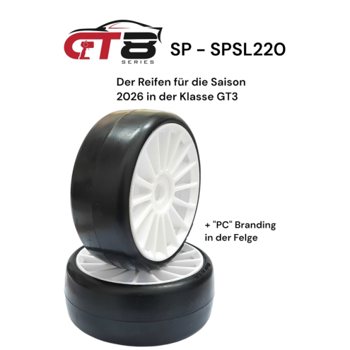 SP Racing Komplettrad 1/8 GT Slick V2 Medium 2st. GT8 Series DMC