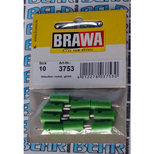 Brawa 3753 Stecker rund grün 1,6mm, 10 Stück-Packung