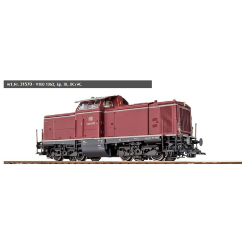 ESU H0 31570 Diesellok, V100.10, V100 1063 DB, altrot, Ep III, Vorbildzustand um 1966, LokSound, Rauch, Kupplung DC/AC