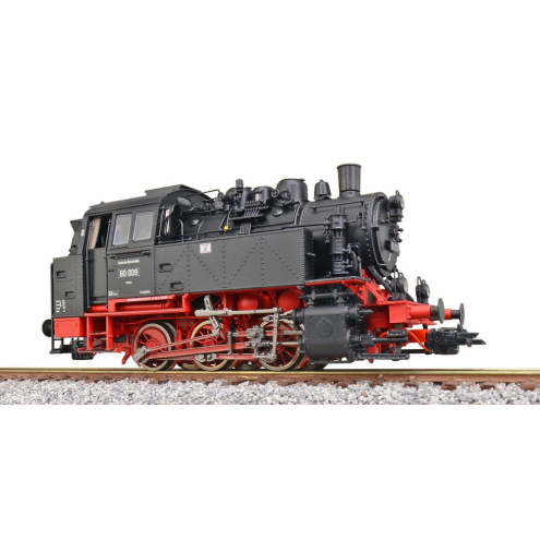 ESU H0 31653 Dampflok, BR80, 80 009 DR, Schwarz, Ep IV, Vorbildzustand um 1980, LokSound, Doppelraucherzeuger, Rangierkupplung, DC/AC