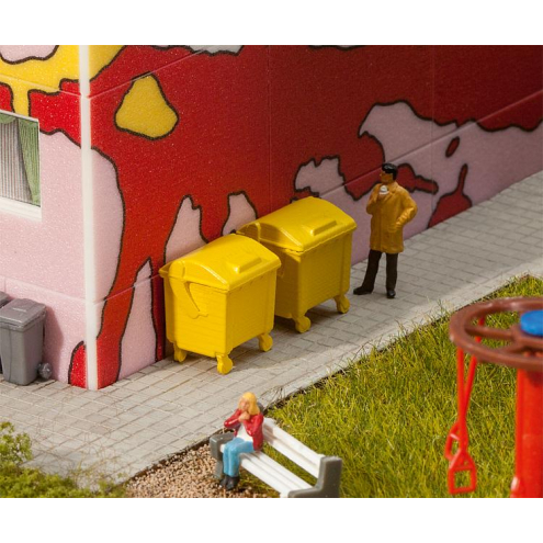 Faller H0 180913 2 Gelbe Mülltonnen