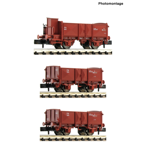 Fleischmann N 6660034 3-tlg. Set: Offene Güterwagen, FS