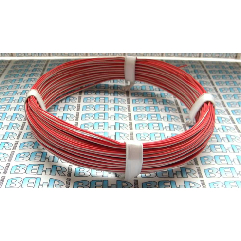 25m Zwillingslitze flexibel LiYz 2x 0,08 qmm rot-weiß