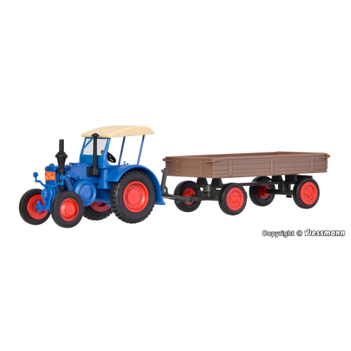 Kibri H0 12232 LANZ Traktor mit Gummiradwagen