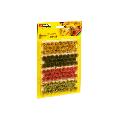 Noch 07011 Grasbüschel XL “blühend” 104 Stück, 9 mm, rot, gelb, hell- und dunkelgrün
