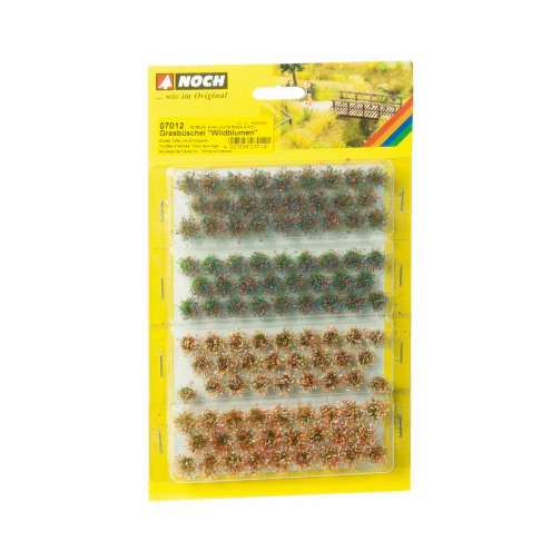 Noch 07012 Grasbüschel “Wildblumen” mehrfarbig beflockt, 52 Stück mit 6 mm und 52 Stück mit 9 mm