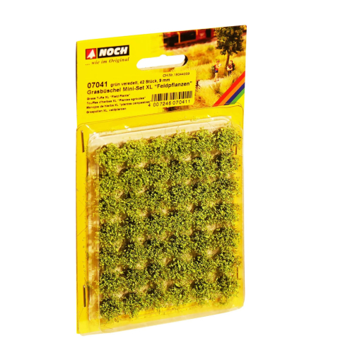 Noch 07041 Grasbüschel Mini-Set XL “Feldpflanzen”, grün veredelt, 42 Stück, 9 mm