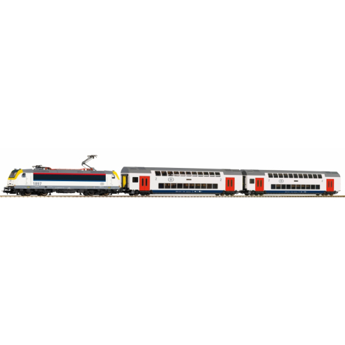 Piko H0 59108 PIKO SmartControl WLAN Set mit Bettungsgleis SNCB Doppelstock-Personenzug