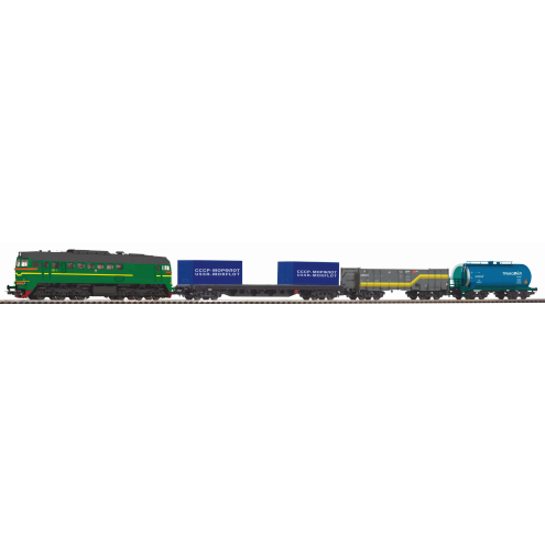 Piko H0 97940 Start-Set mit Bettung M62 + 3 Güterwagen SZD VI