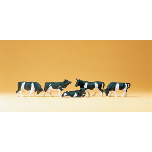 Preiser H0 14155 Kühe sortiert schwarz-weiß