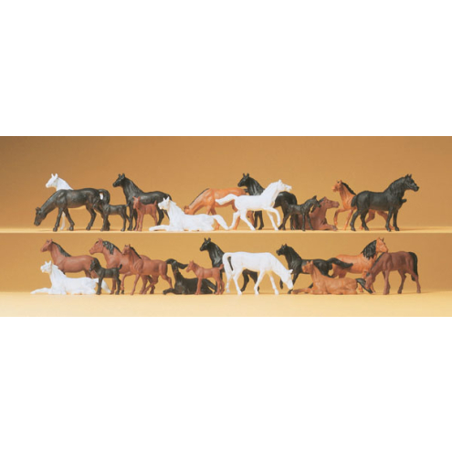 Preiser H0 14407 Pferde, 26 Figuren