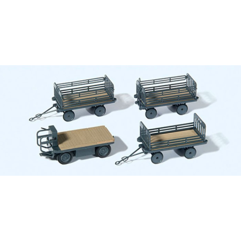 Preiser H0 17126 Elekrokarre für stehendes Fahren mit 3 Anhänger