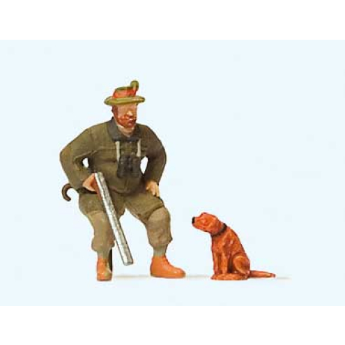 Preiser H0 28129 Sitzender Jäger mit Hund