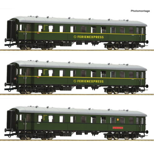 Roco H0 6200235 3-tlg. Set: Reisezugwagen „Ferienexpress“ DB Ep. III