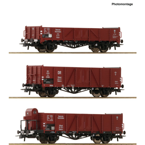 Roco H0 6600102 3-tlg. Set: Offene Güterwagen, DRB