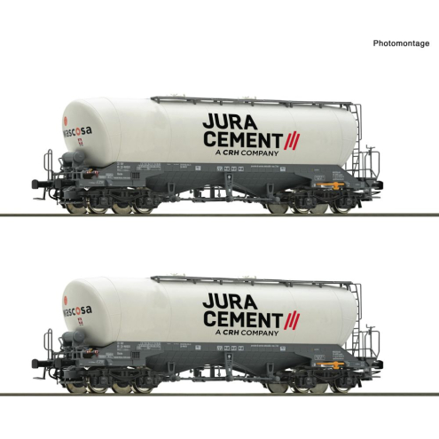 Roco H0 6600191 2-tlg. Set: Silo Wagen, Jura Cement/Wascosa Ep.VI
