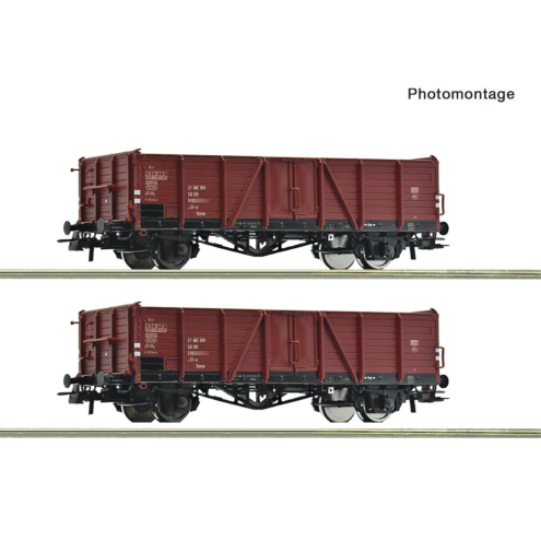 Roco H0 6600194 2-tlg. Set: Offene Güter Wagen, DR Ep.IV