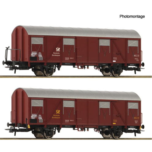 Roco H0 6600248 2-tlg. Set: Gedeckte Postgüterwagen DBP Ep. IV