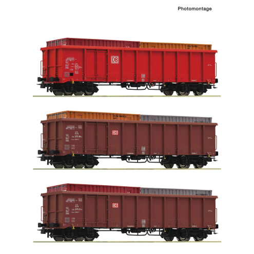 Roco H0 6600291 3-tlg. Set: Offene Güterwagen DB-AG Ep. VI