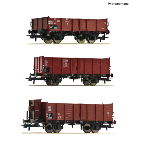 Roco H0 6600303 3-tlg. Set: Offene Güterwagen DB Ep. III