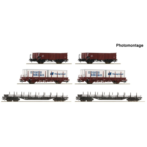 Roco H0 6600334 Display: Rangierbahnhof/Offene Güterwagen 6-tlg. Display DB Ep. IV