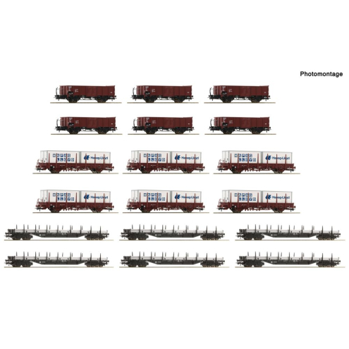 Roco H0 6600335 Display: Rangierbahnhof/Offene Güterwagen 18-tlg. Display DB Ep. IV