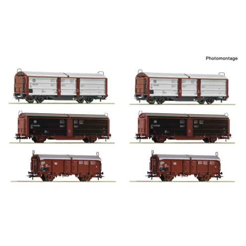 Roco H0 6600339 Display: Rangierbahnhof/Schiebedach-/Schiebewandwagen 6-tlg. Display DB Ep. IV