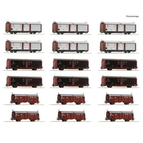 Roco H0 6600340 Display: Rangierbahnhof/Schiebedach-/Schiebewandwagen 18-tlg. Display DB Ep. IV