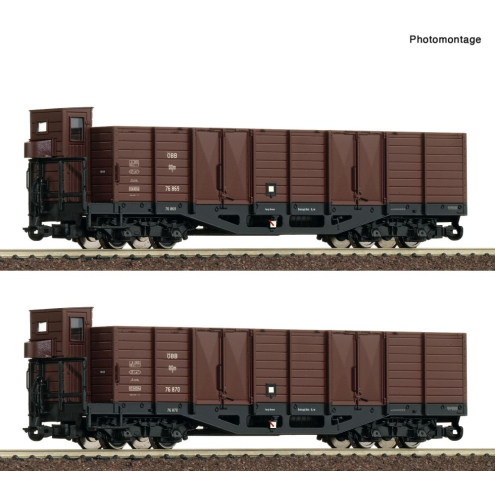 Roco H0e 6640004 2-tlg. Set: Offene Güter Wagen, ÖBB Ep.IV