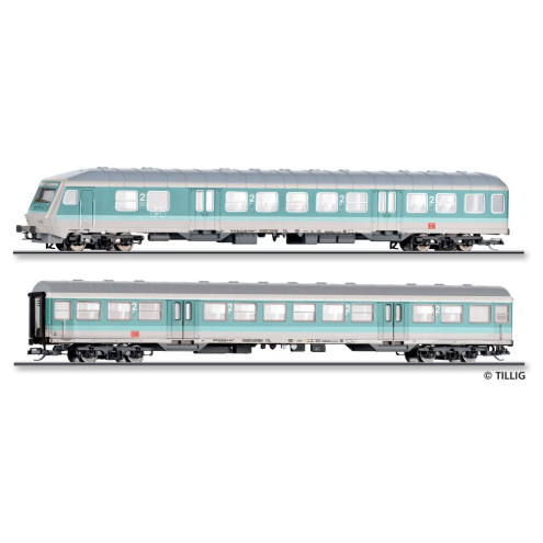 Tillig TT 01125 Reisezugwagenset der DB AG, bestehend aus einem Steuerwagen Bnrdzf 479 und einem Reisezugwagen 2. Klasse Bnrz 450 Ep. V