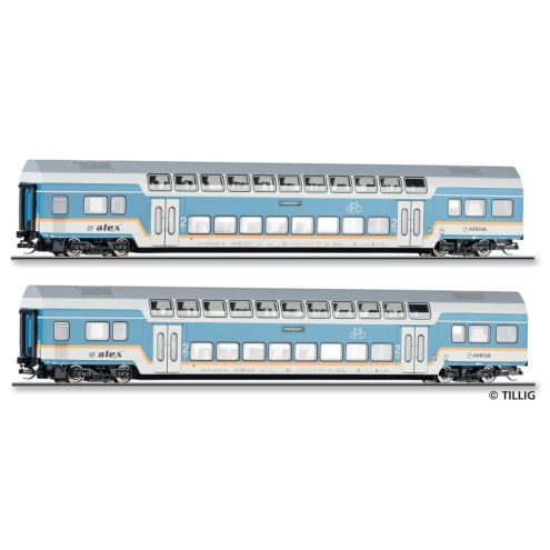 Tillig TT 01130 Reisezugwagenset „alex“ der DLB GmbH, bestehend aus zwei Doppelstockwagen DBpza 780, Teil 2 Ep. VI