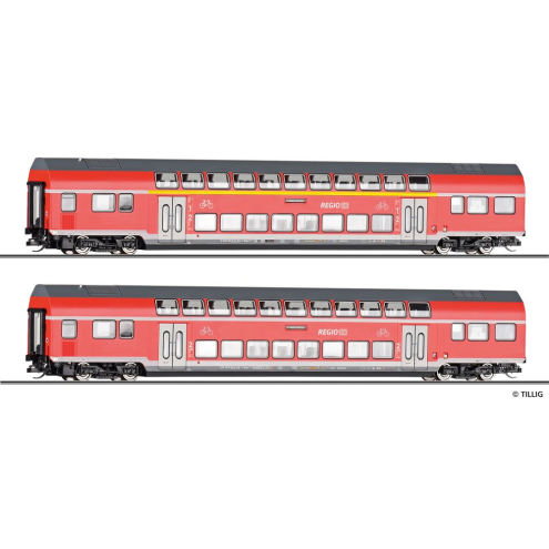 Tillig TT 01132 Reisezugwagenset „DB Regio“ der DB AG, bestehend aus zwei Doppelstockwagen DBpza 780, Teil 2 Ep. VI