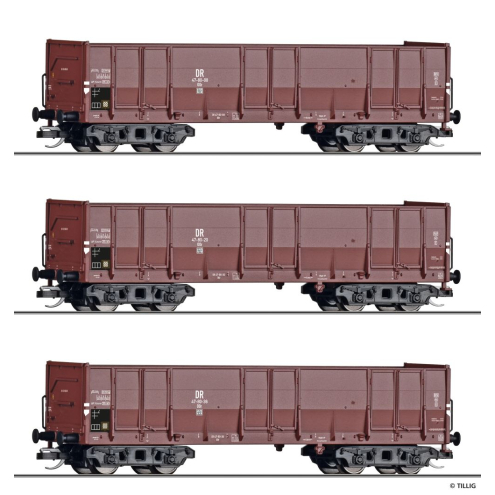 Tillig TT 01141 Güterwagenset der DR, bestehend aus drei offenen Güterwagen Oor Ep. III