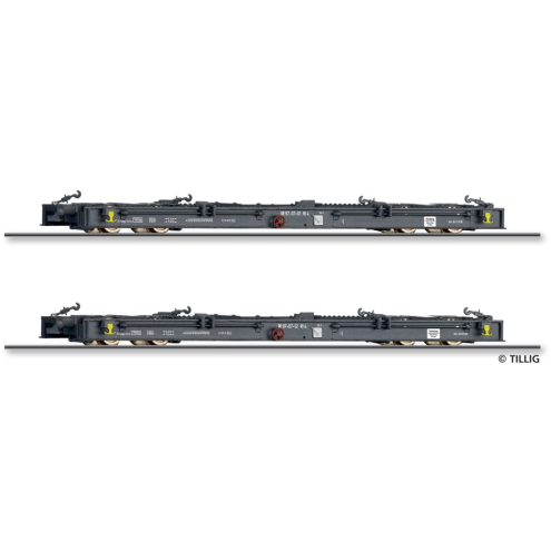 Tillig H0e 05975 Güterwagenset der DR, bestehend aus zwei Schmalspur-Rollwagen Rf4