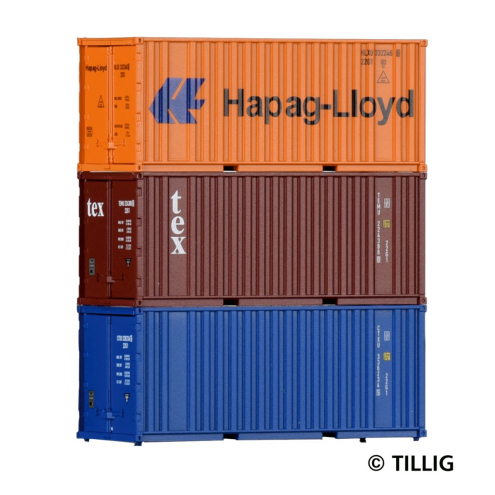 Tillig TT 07706 Container Set mit drei 20 fuß Containern