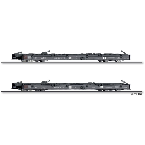 Tillig H0m 15975 Güterwagenset der DR, bestehend aus zwei Schmalspur-Rollwagen Rf4