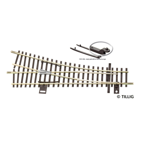 Tillig TT 83328 EW1 rechts, Abzweig 15°, Radius 353, Länge 129,5 mm (alt 83323)
