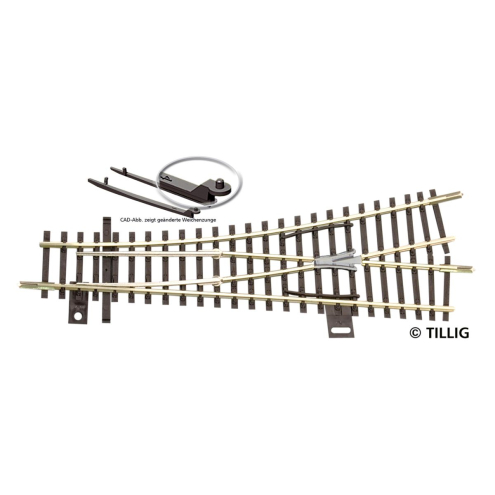 Tillig TT 83329 EW1 links Abzweig 15°, Radius 353, Länge 129,5 mm