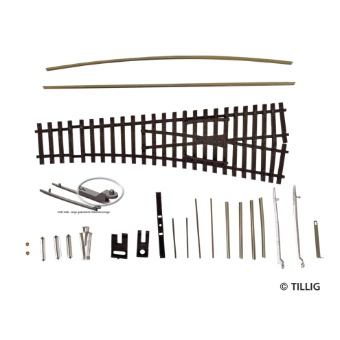 Tillig TT 83435 EW1 Bausatz rechts, Abzweig 15°, Radius 353, Länge 129,5 mm (alt 83433)