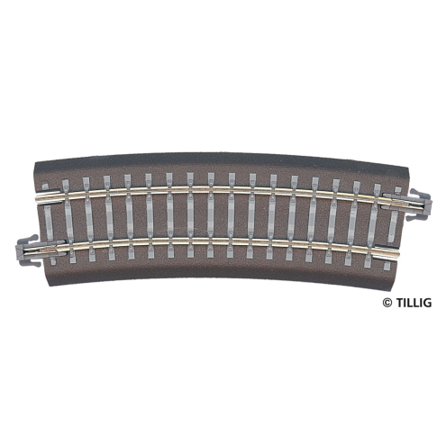 Tillig TT 83707 Bettungsgleis grau Gleisstück R22, Gebogenes Gleis R353 mm / 15°